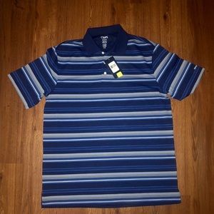 Men’s Medium Blue Stripped Activewear Golf Polo